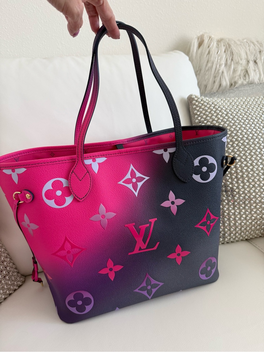 Louis Vuitton Pink and Black Monogram Gradient Tote